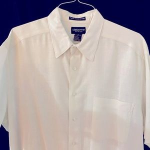 Men’s linen short sleeve shirt. Claiborne, 100% pure linen, XL, white